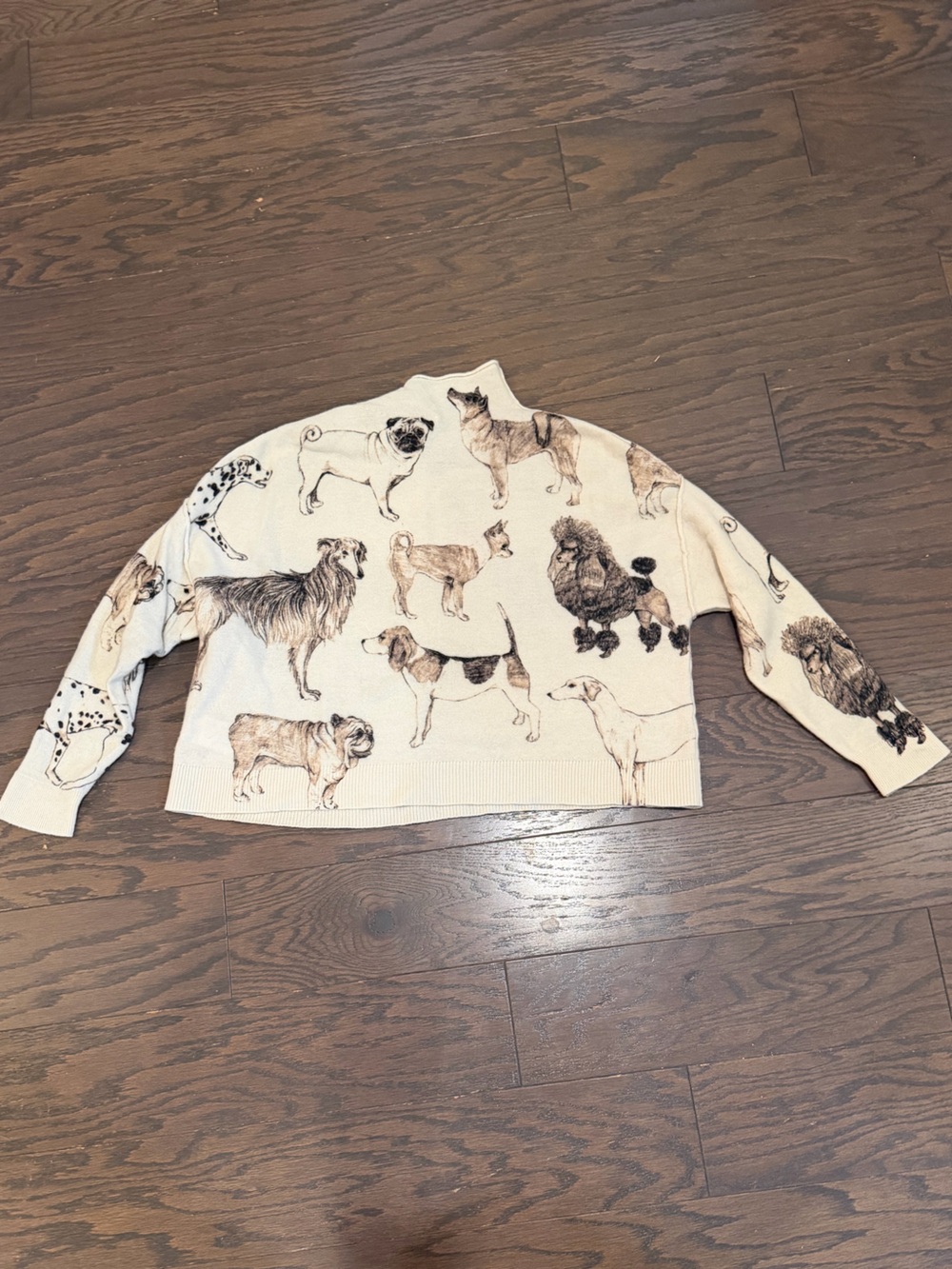 Anthropologie Alani Cashmere Mock-Neck Sweater Dogs Print Size Small - Picture 6 of 9